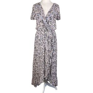 Floral Cottage Maxi Dress Medium Purple Nature Boho Coquette Feminine Ruffles